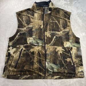 Columbia Full Zip Fleece Vest Men's Sz XL Camouflage Outdoor Hunting Fishing